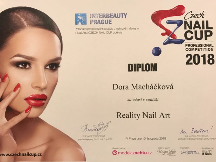 certifikát, diplom, účast v soutěži, soutěž, czech nail cup, reality nails cup, competition, nail competition