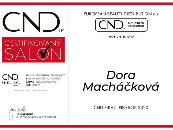 Certifikát, cnd salon, cnd shellac salon, cnd, shellac